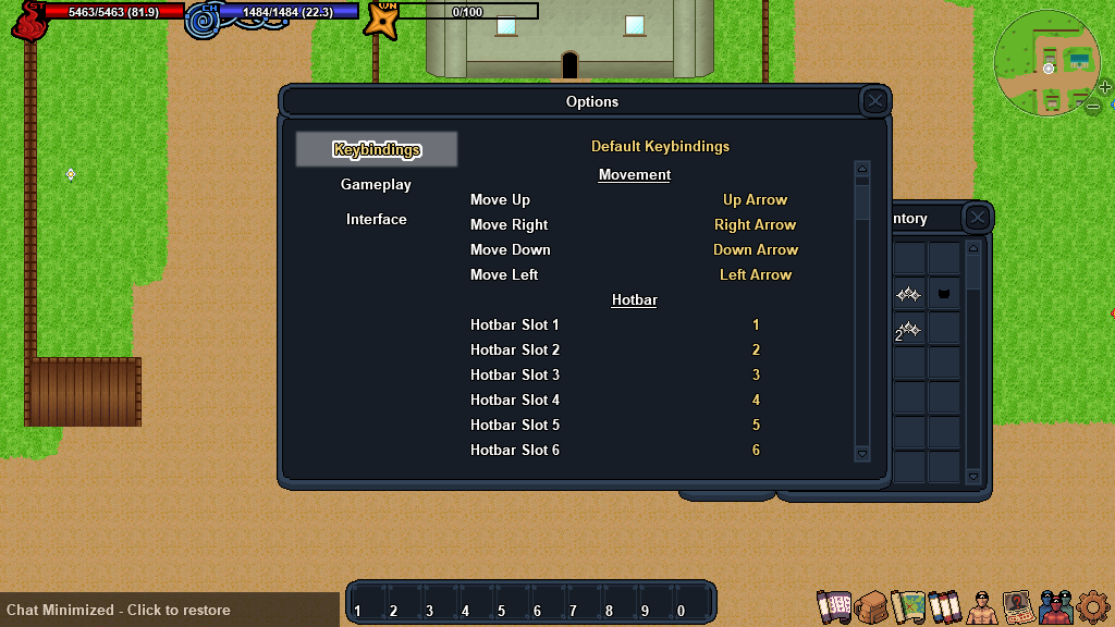 GOA options menu and keybindings